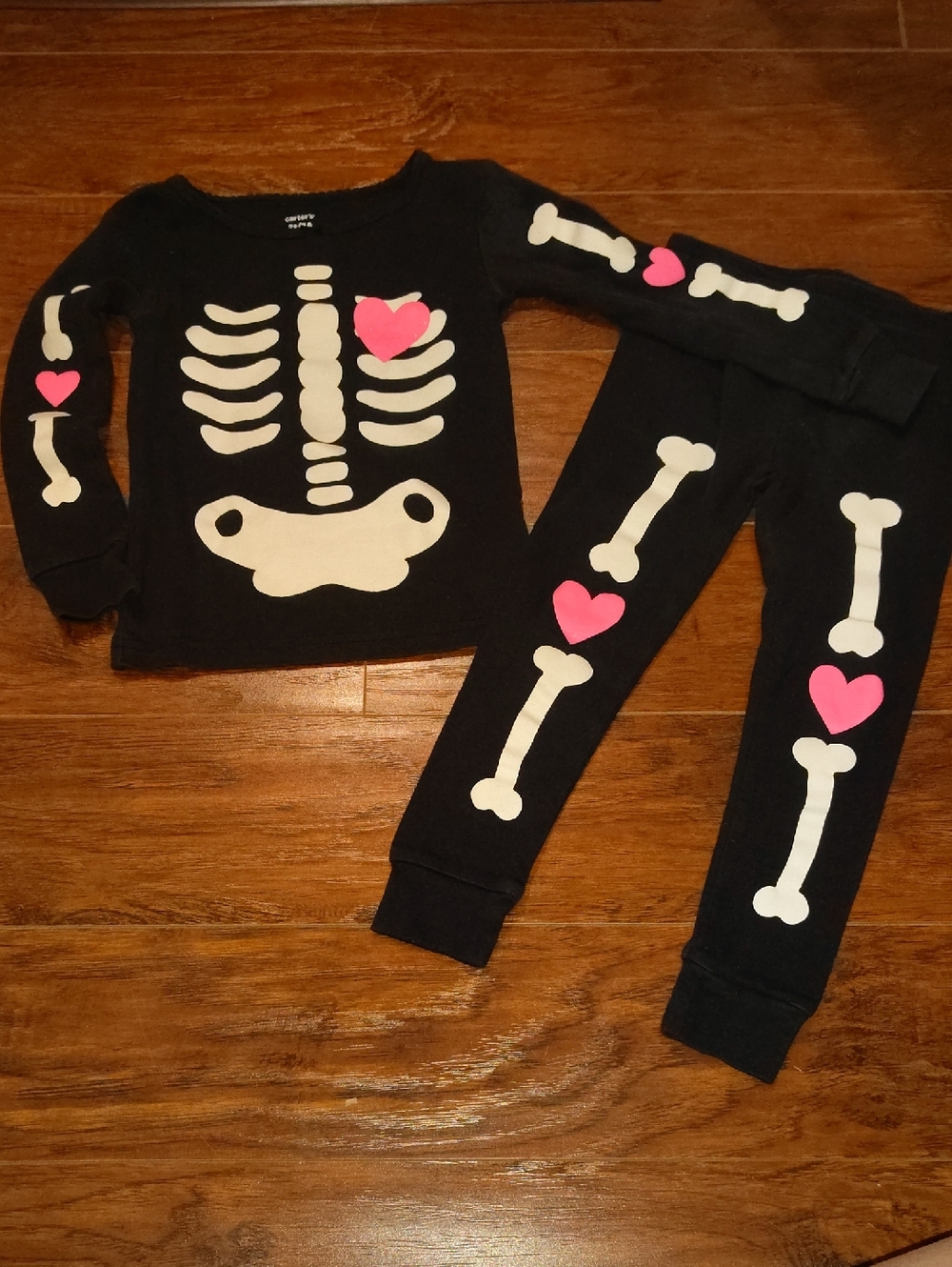 Carter's Black Sleep Set with Pink Heart Details